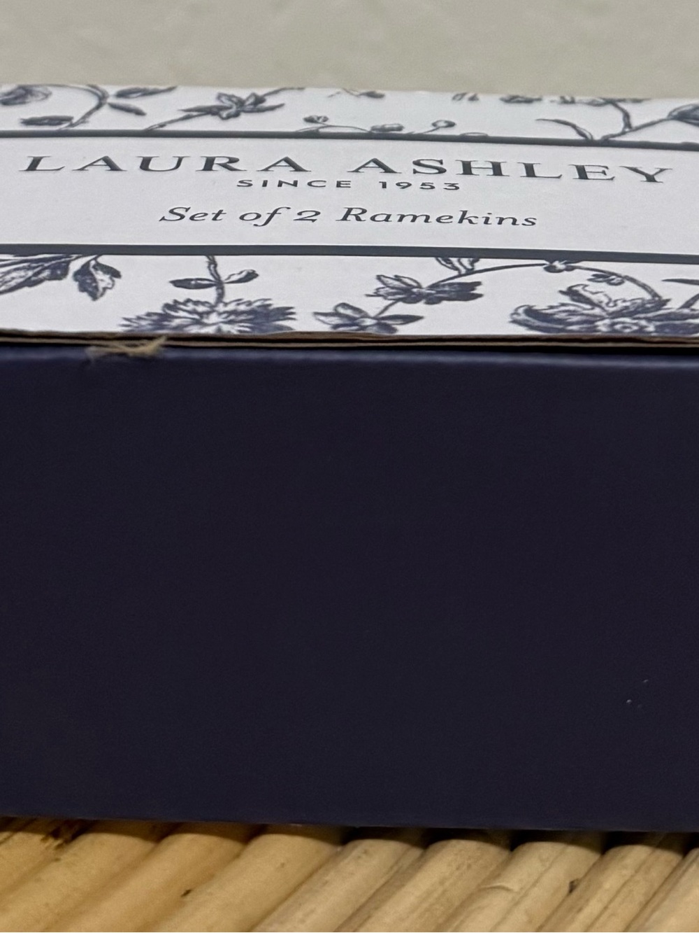 Set of 2  Laura Ashley Blue Floral Ceramic Ramekins NEW